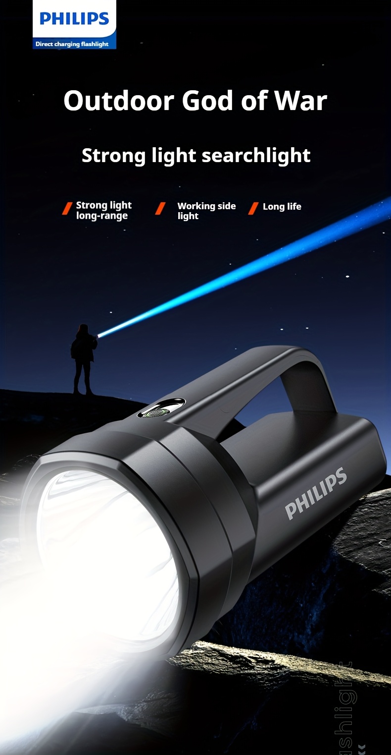 Philips Rechargeable Battery Flashlight, Ultra-Long Life, High Capacity, Portable Spotlight for Outdoor and Emergency Lighting