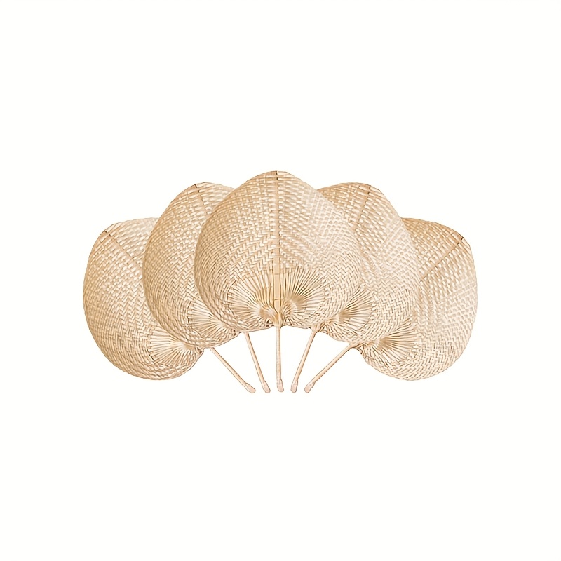 Image of 5pcs Bamboo Fans - Bamboo Cooling Fans Suitable For Weddings, Parties, Summer Events - Rustic Wedding Favors, Bridal Shower Gifts, Handmade Decorative Fans