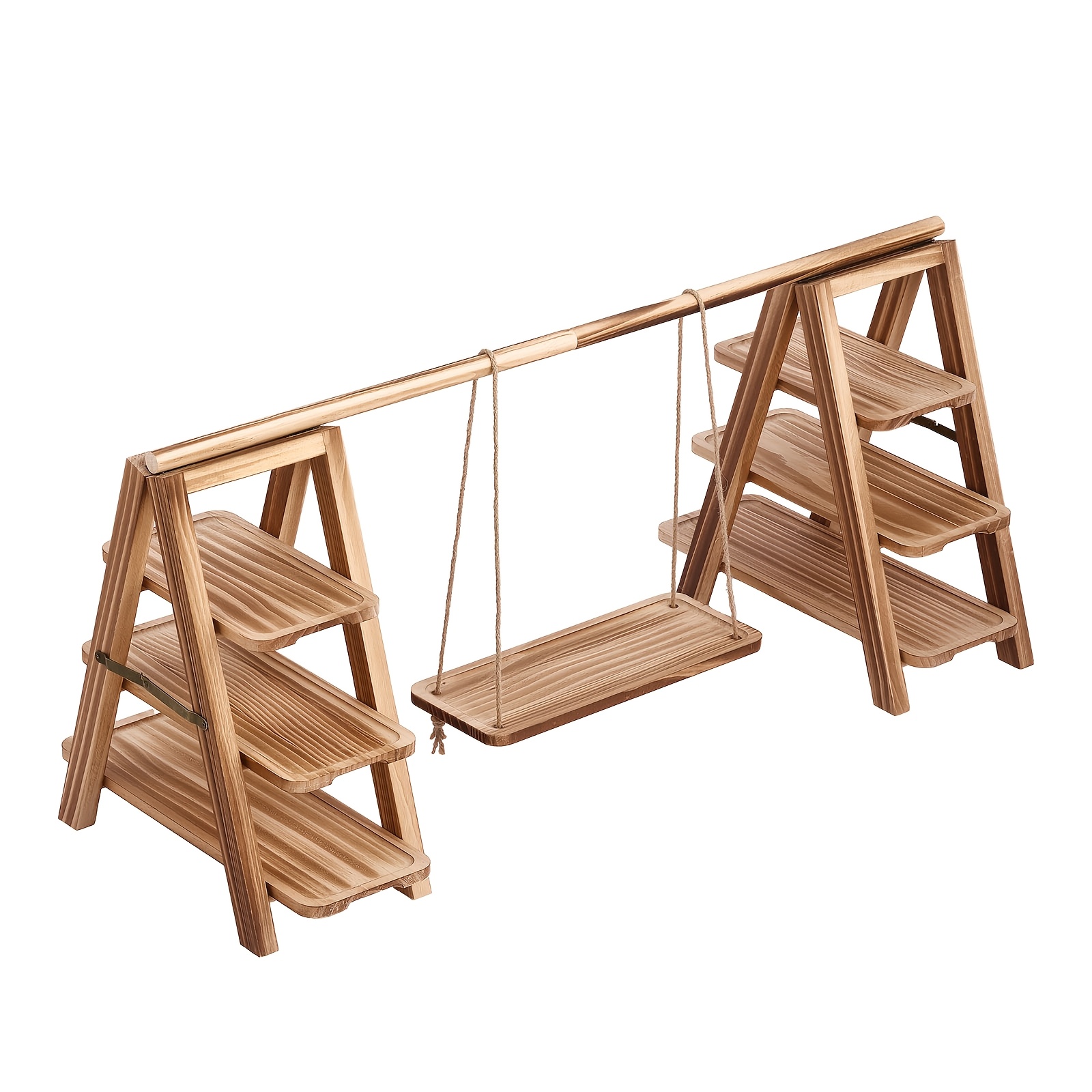 TEMU Large Swing-style 3-tier Pine Wood Cake Stand Suitable For Weddings, Birthdays, Christmas, Sturdy Dessert Display With Multi-height Tiers For