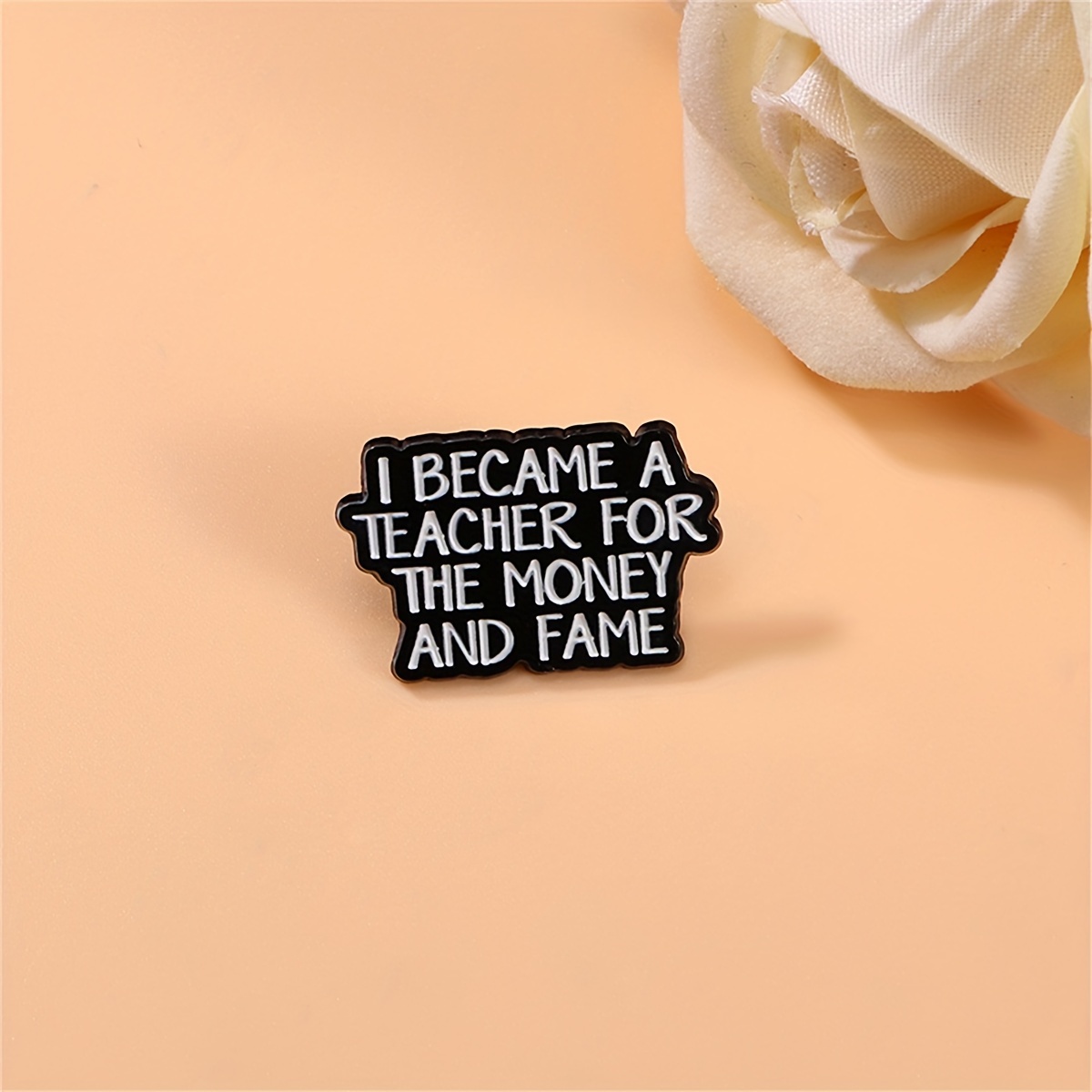 

Chic Teacher-themed Enamel Pin - 'i A Teacher For The Money And Fame' Quote, Punk/minimalist Style, Alloy Brooch For Clothing & Backpacks, Cartoon Cute, Lapel Bag Badges, Jewelry Gifts