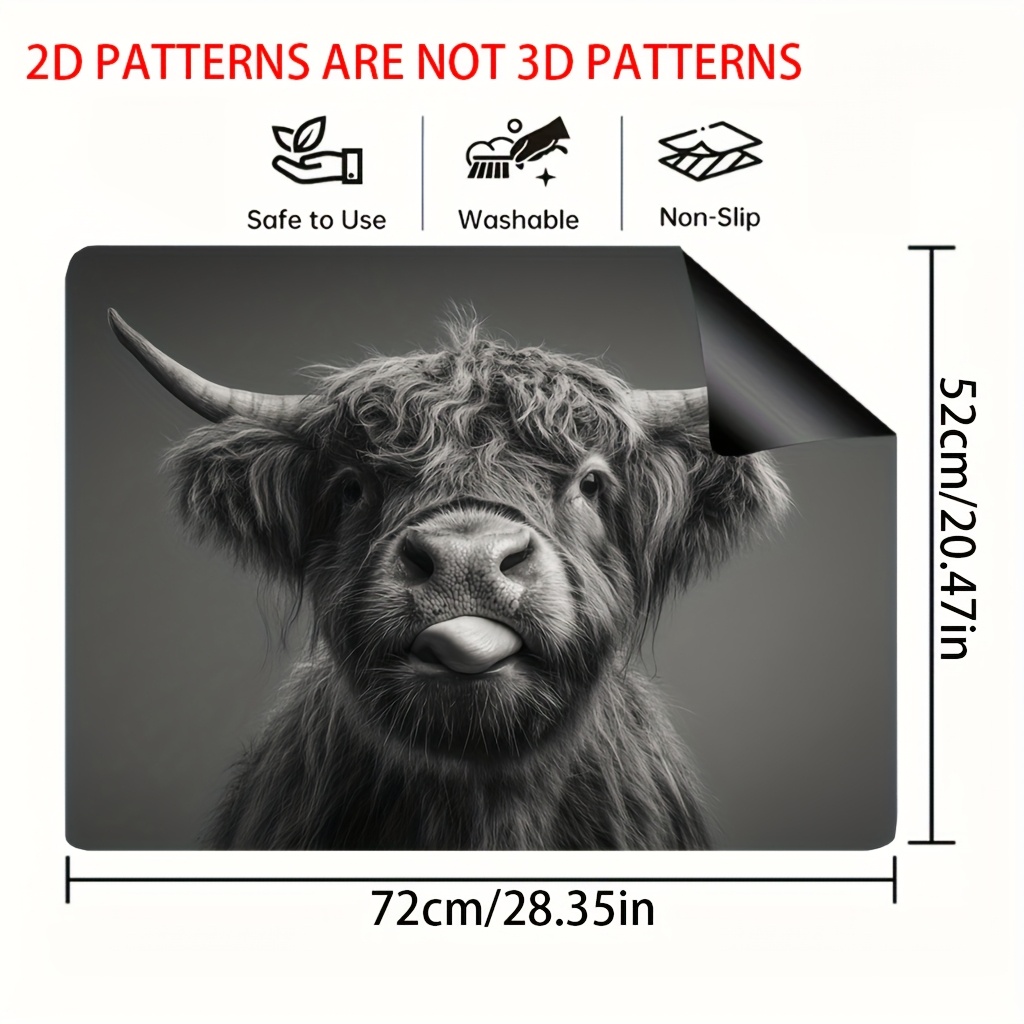 TEMU 1pc, 2d Flat, Cow Face 2d Flat Stove Cover Protector Mat, Multifunctional, Suitable For Stoves Mat, Adds And Functionality To Kitchen Decor,