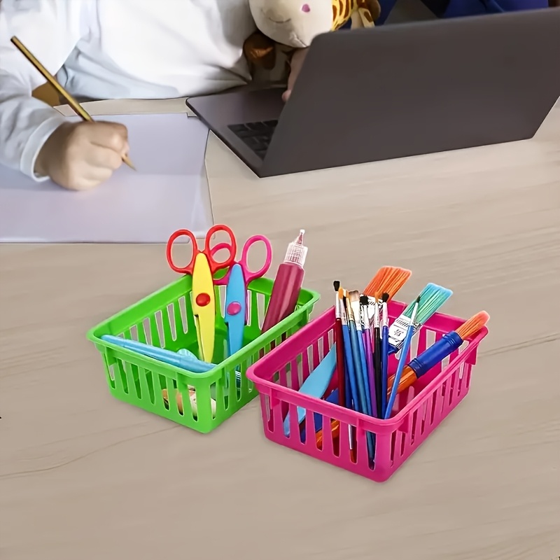 8pcs Stackable Plastic Storage Baskets for Office and Home