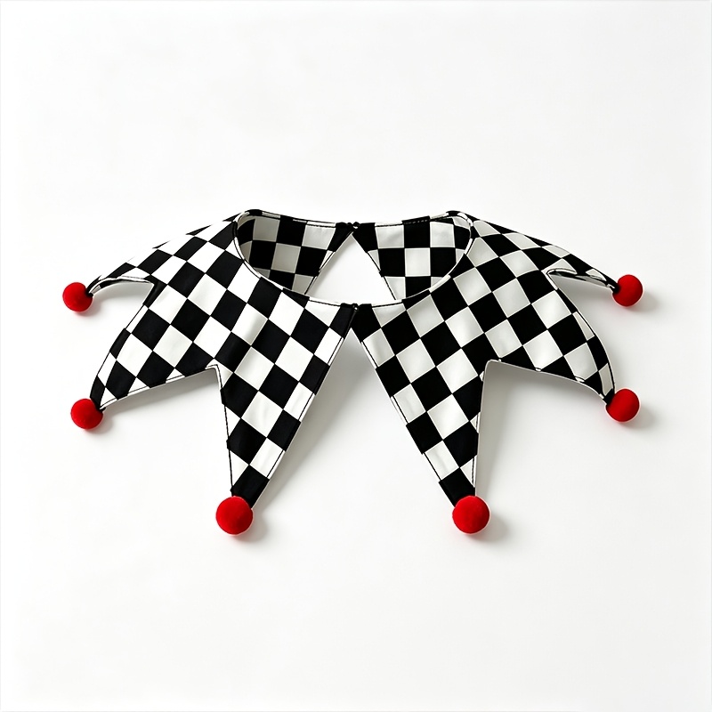 TEMU Halloween Party Faux Collar Clown Collar, Black And White Checkered Faux Collar, Clown Costume Additions, Performance Stage Faux Collar