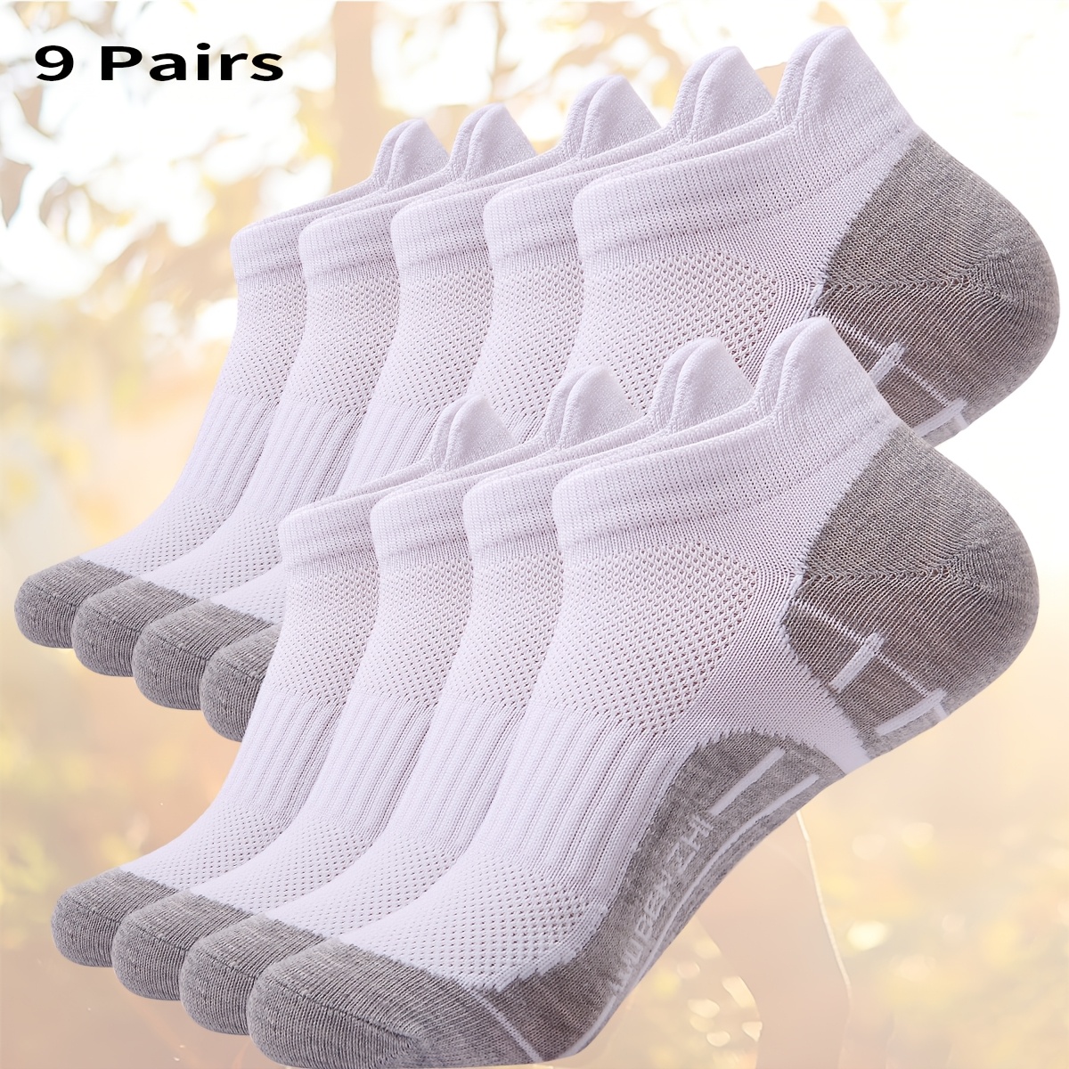 TEMU 9 Pairs Comfortable Running Short Socks, Unisex Low-cut Breathable Athletic Socks, Quick-dry, Lightweight, Soft, Suitable For Jogging, Fitness,