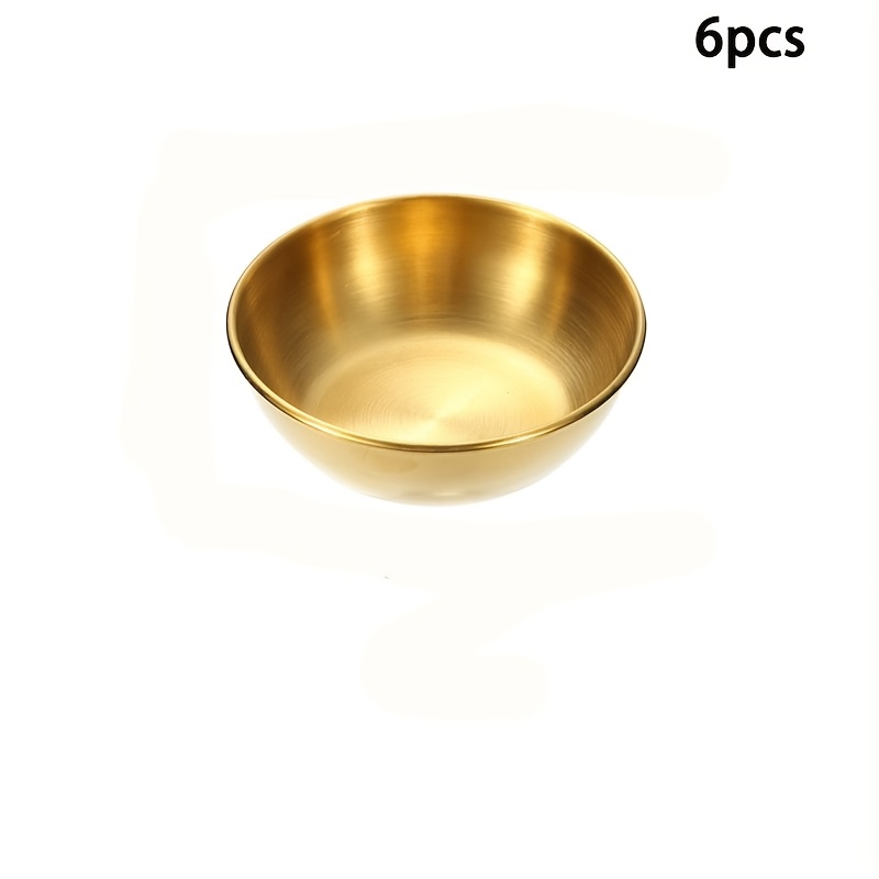 Shaon 6pcs Golden Stainless Steel Appetizer Tray Set - Elegant Double-layer Design, Space-, Stackable Easy-, Ideal For Sushi, Sauces, Home Dining & Banquet Service, Modern Minimalist Durable Trays