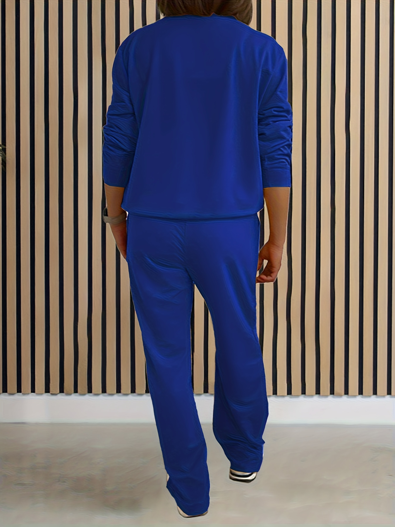 womens solid color two piece casual long sleeve front zipper sweatshirt with drawstring straight leg pants swear set Product details 7