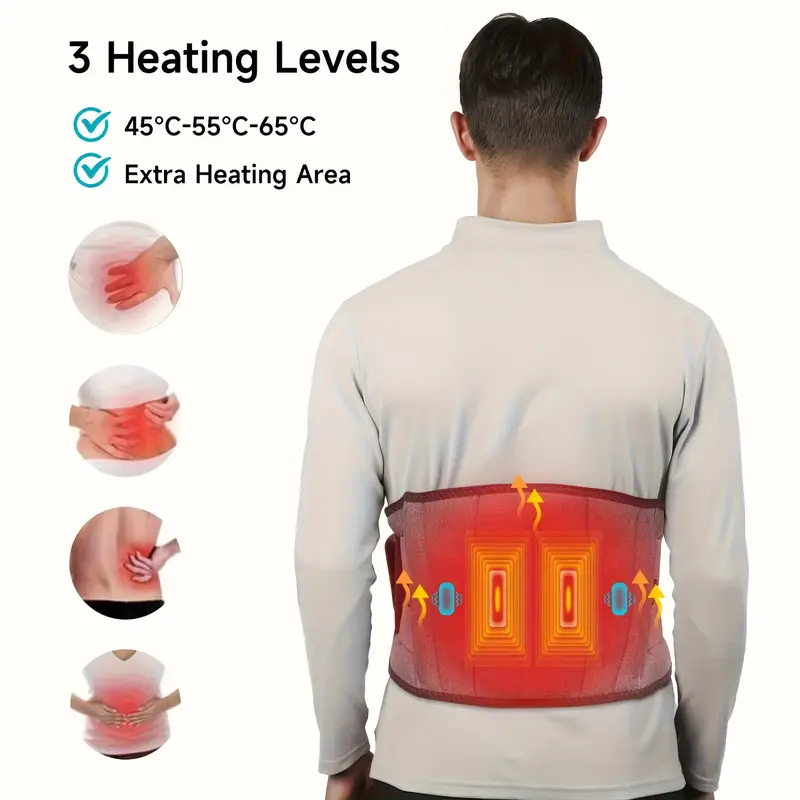 wireless heating waist massage belt with waist support 3 heating and vibration adjustable and wearable under clothes usb charging discreet design breathable belt heating vibration heating busy professionals office workers Product details 3