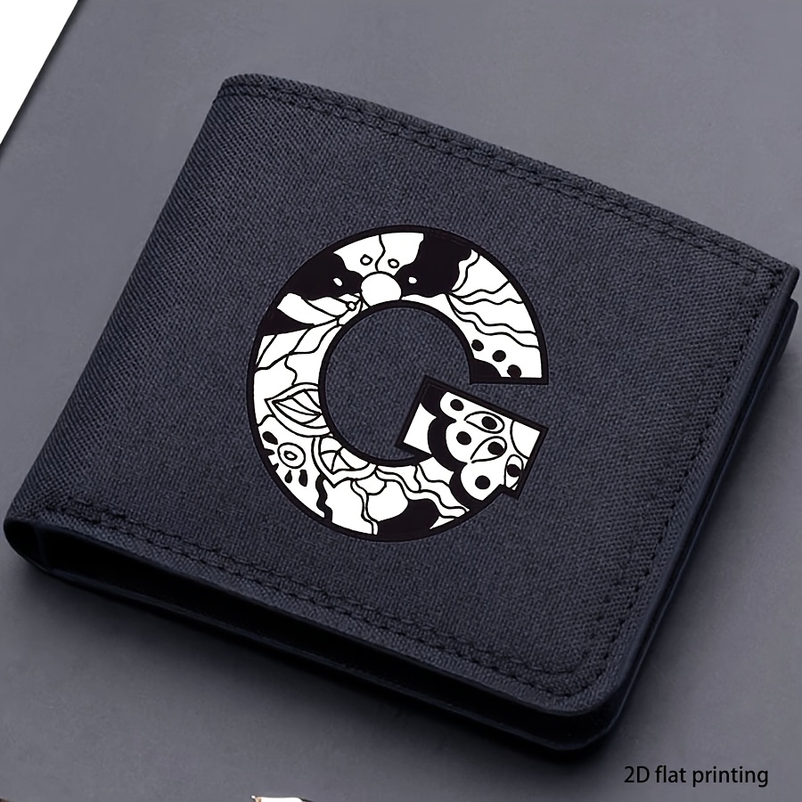 1 pieza, Cartera corta de lona impresa con 26 letras de moda para hombre, Cartera plegable con nombre propio, Cartera corta casual para negocios con ranuras para tarjetas, Regalo para hombres (impresión plana 2D)