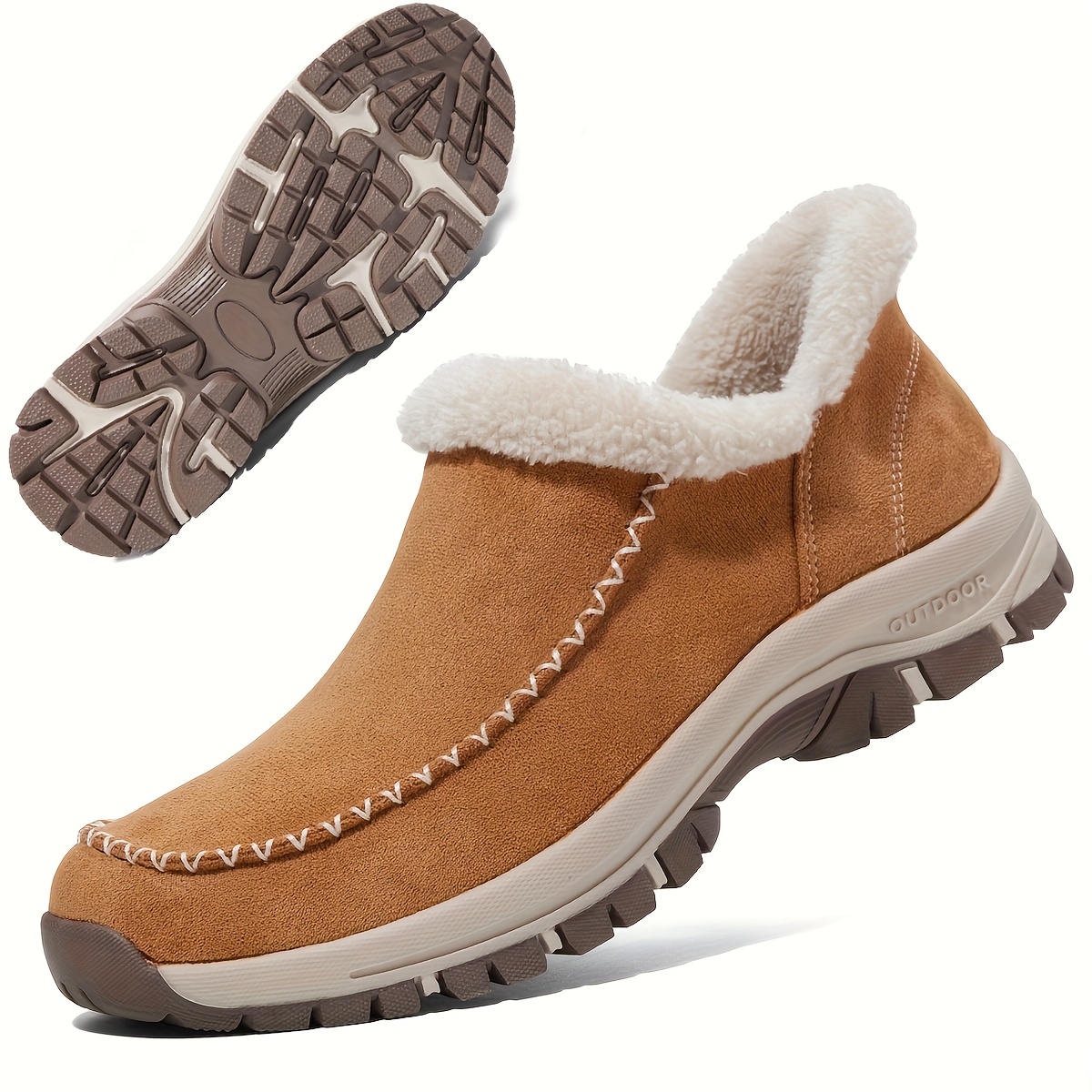 TEMU Women's Slip-on Winter Boots - Thermal Insulated Cold Weather Shoes With Non-slip, Walking, Slip-on , Versatile For Casual And Formal Wear, Warm