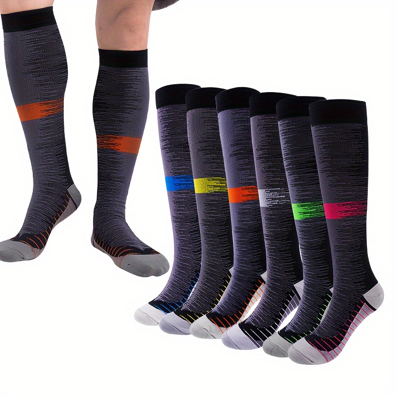 

6 Pairs Men's Over The Calf Stockings Breathable Comfy Socks Casual Socks Compression Socks