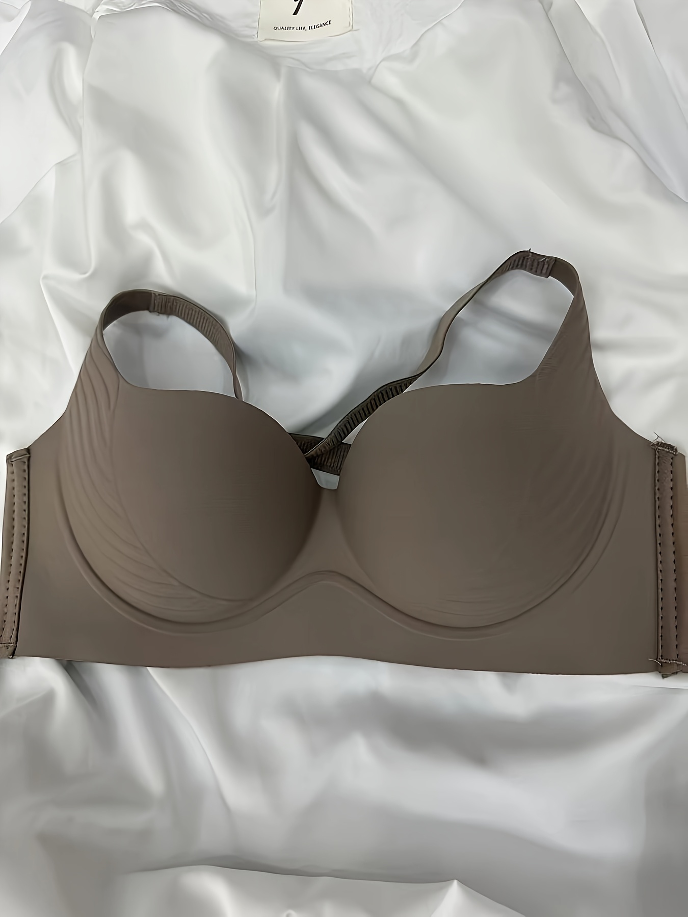 Seamless Nylon Push-Up Bra for Women - Comfortable & Breathable, Full Coverage Support with Cut-Out Detail, No Underwire, Hand Washable - Elegant Beige, Plus Size Bra