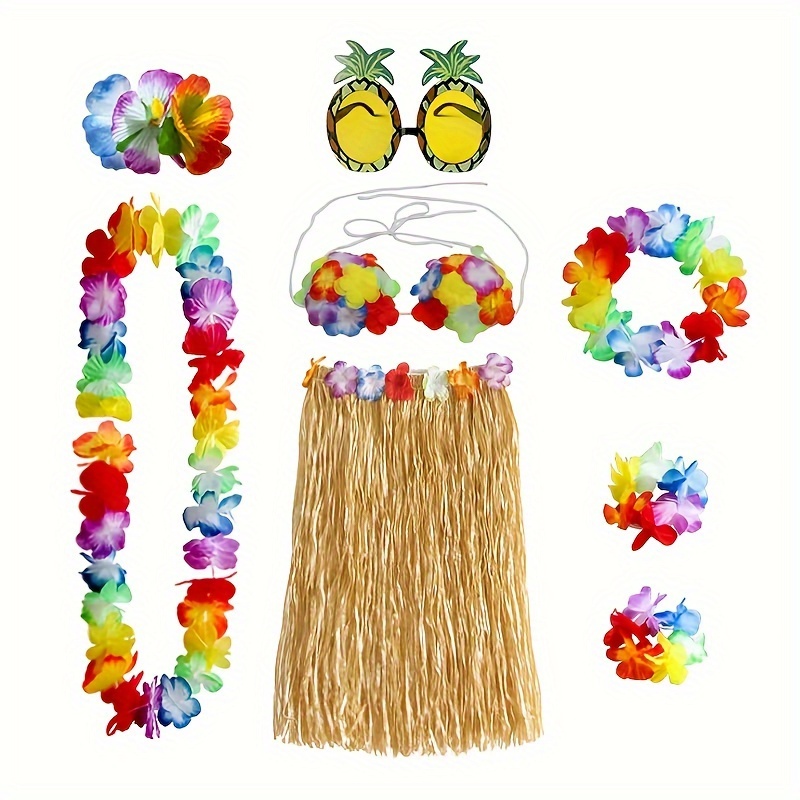 

8pcs Hawaiian Party Decoration Set Birthday Party Tropical Beach Style Decoration Women's Accessories Festival Decoration