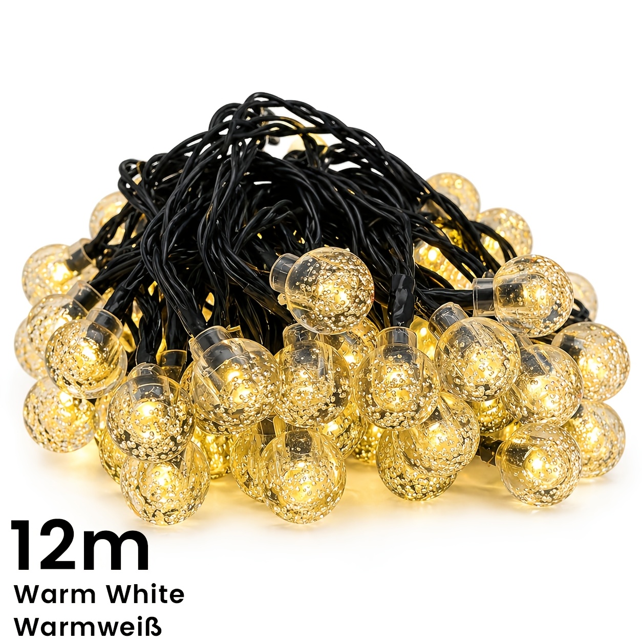 Image of Solar Crystal String Lights - Ip44 Smart Light Solar Fairy Lights, Ideal For Outdoor Decorations Such As Gardens, Christmas, Weddings, Ramadan, And