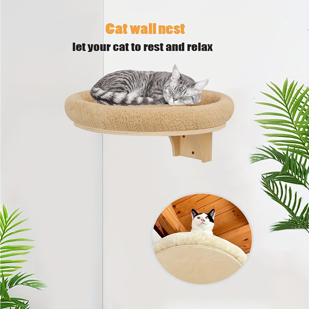 

Modern Wall-mounted Cat Bed - Cozy Polyester Nest For Cats, Easy