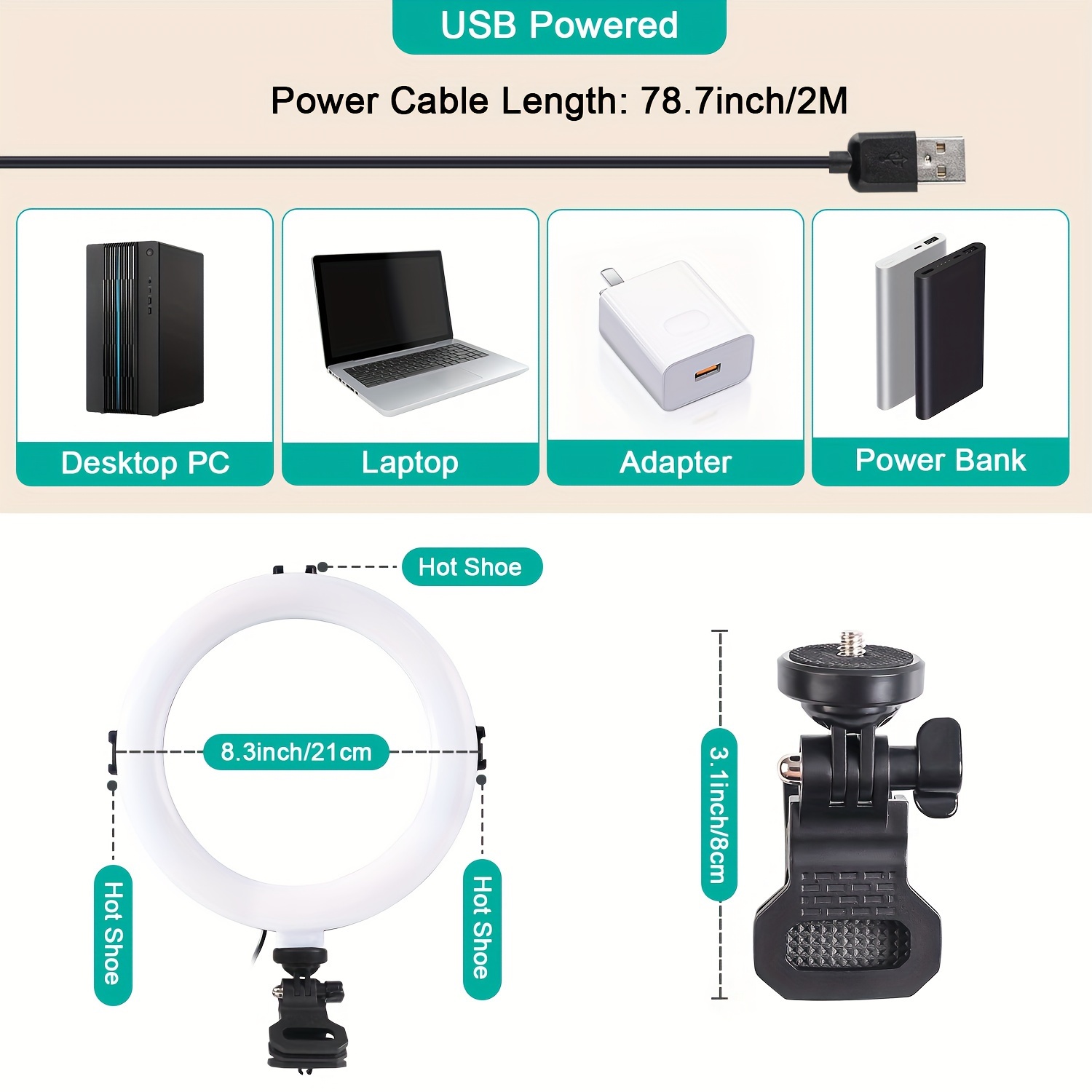 Video Conference Lighting Kit Ring Light Monitor Clip - Temu