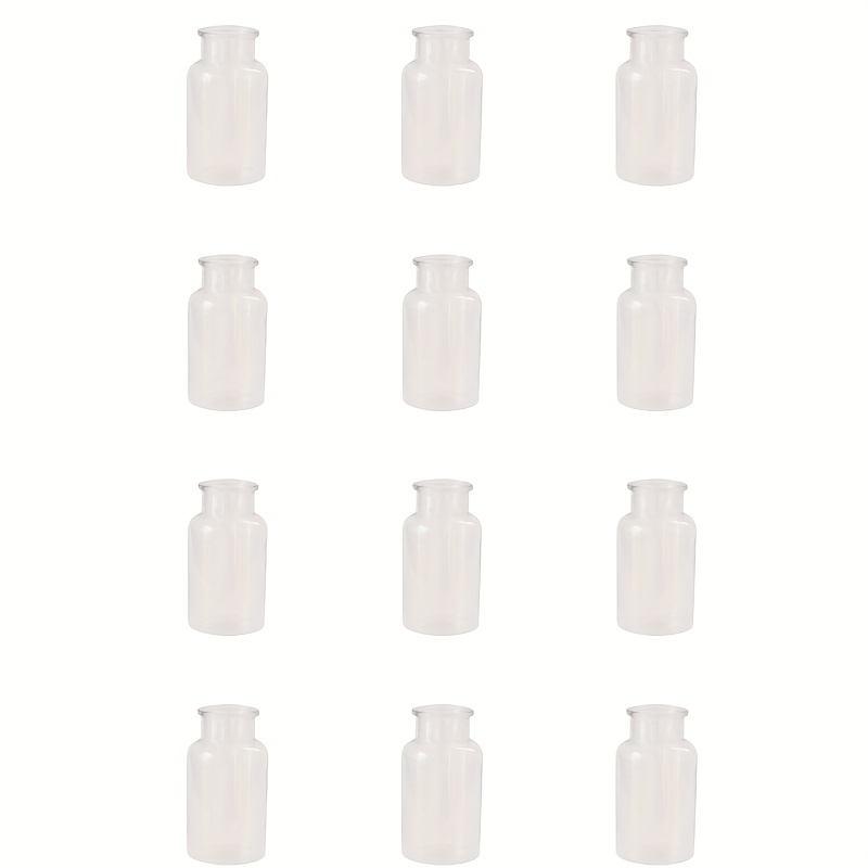 E-shop 12er-Set transparente moderne kleine Vasen – Ideal für Hochzeitstischdeko Esszimmer, Kunststoffvasen – für Schreibtischdekoration,