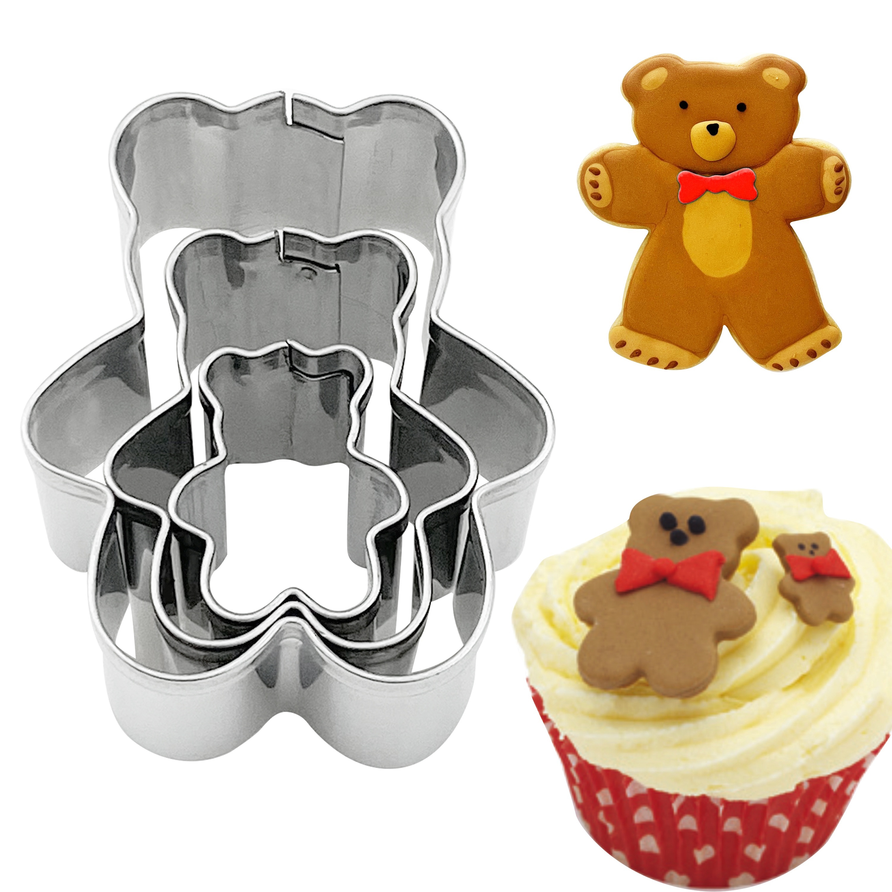 

3pcs Bear Set, Steel - Molds For Decoration, For Christmas, Easter, Hanukkah, ,