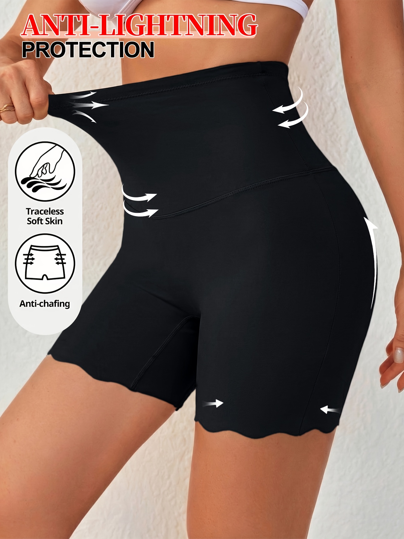 1pc high waisted seamless tummy control womens   fabric cooling shaping briefs anti chafing safety underwear