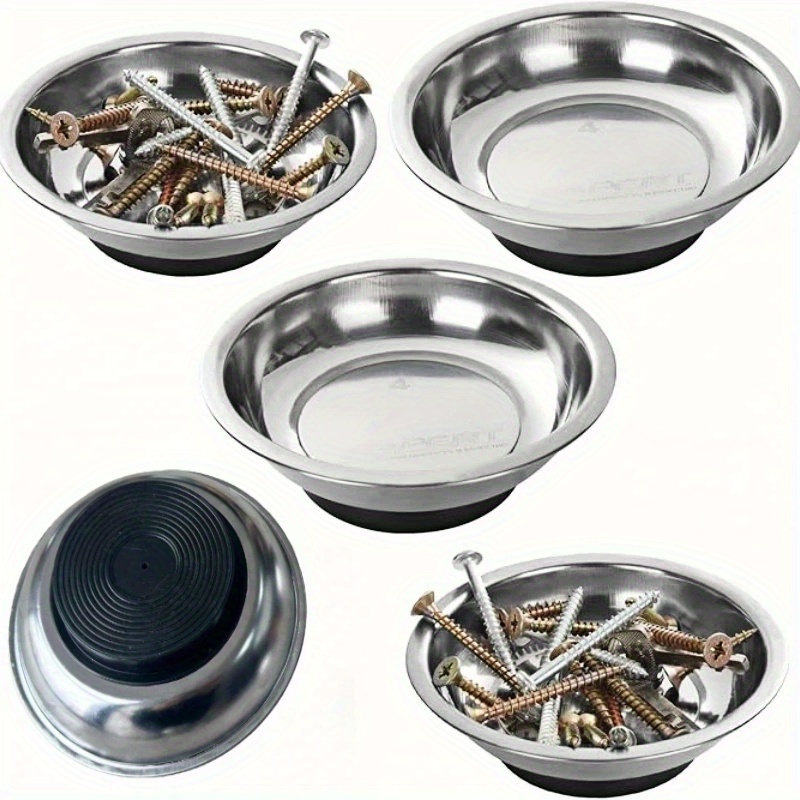 Magnetic Parts Tray, Stainless Steel Magnetic Tool Tray, Round Magnetic Tray, Suitable for Fixing Nuts, Screws, Metal Parts