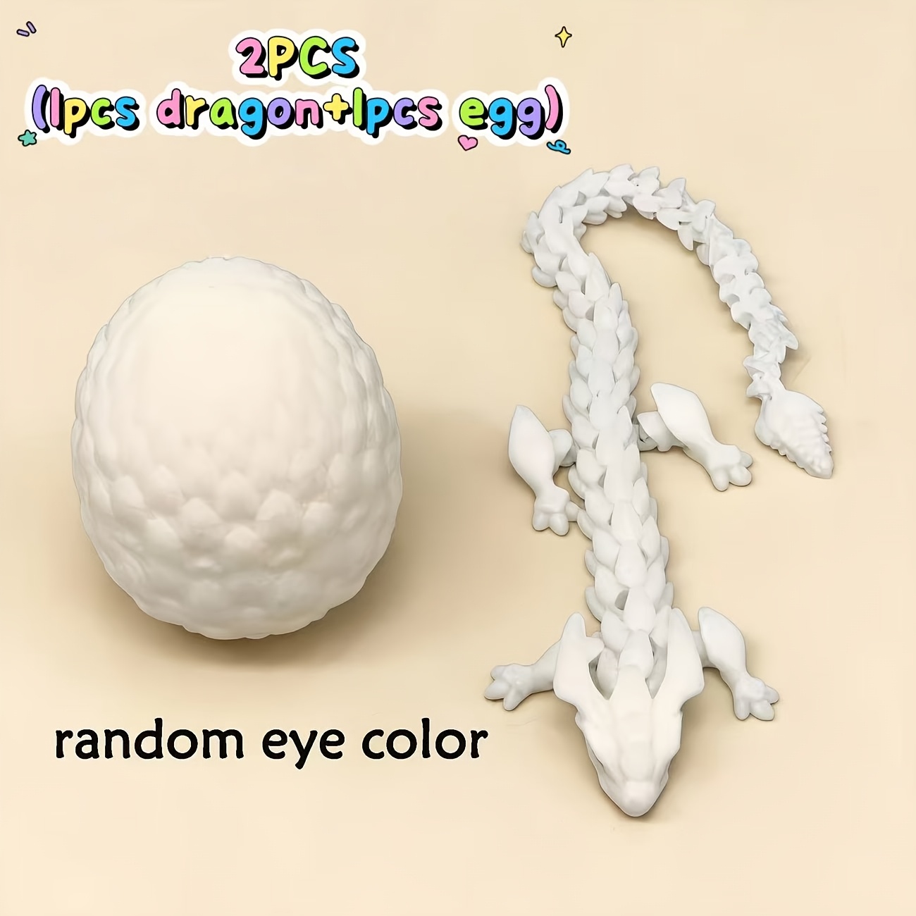 TEMU Lot de 2 œufs de dragon imprimés en 3D, avec dragon à , remplissages d'œufs de Pâques dragon de cristal mystique, modèles d'animaux 3D articulés