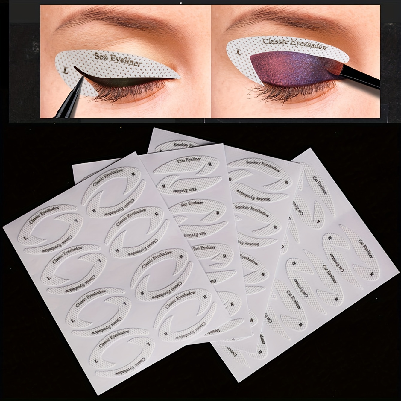 

32 Pairs Eye Makeup Stencil Stickies, Non-woven Eyeliner Shape Mould Patches, Unscented, Easy To Apply & Remove, Beginners