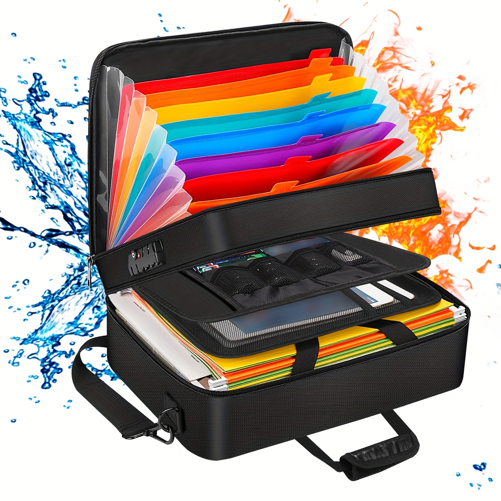 Accessori per ufficio Borsa portadocumenti ignifuga multitasca A4 con cartella a fisarmonica espandibile, design a grande capacità per archiviazione documenti legali in ufficio e a casa