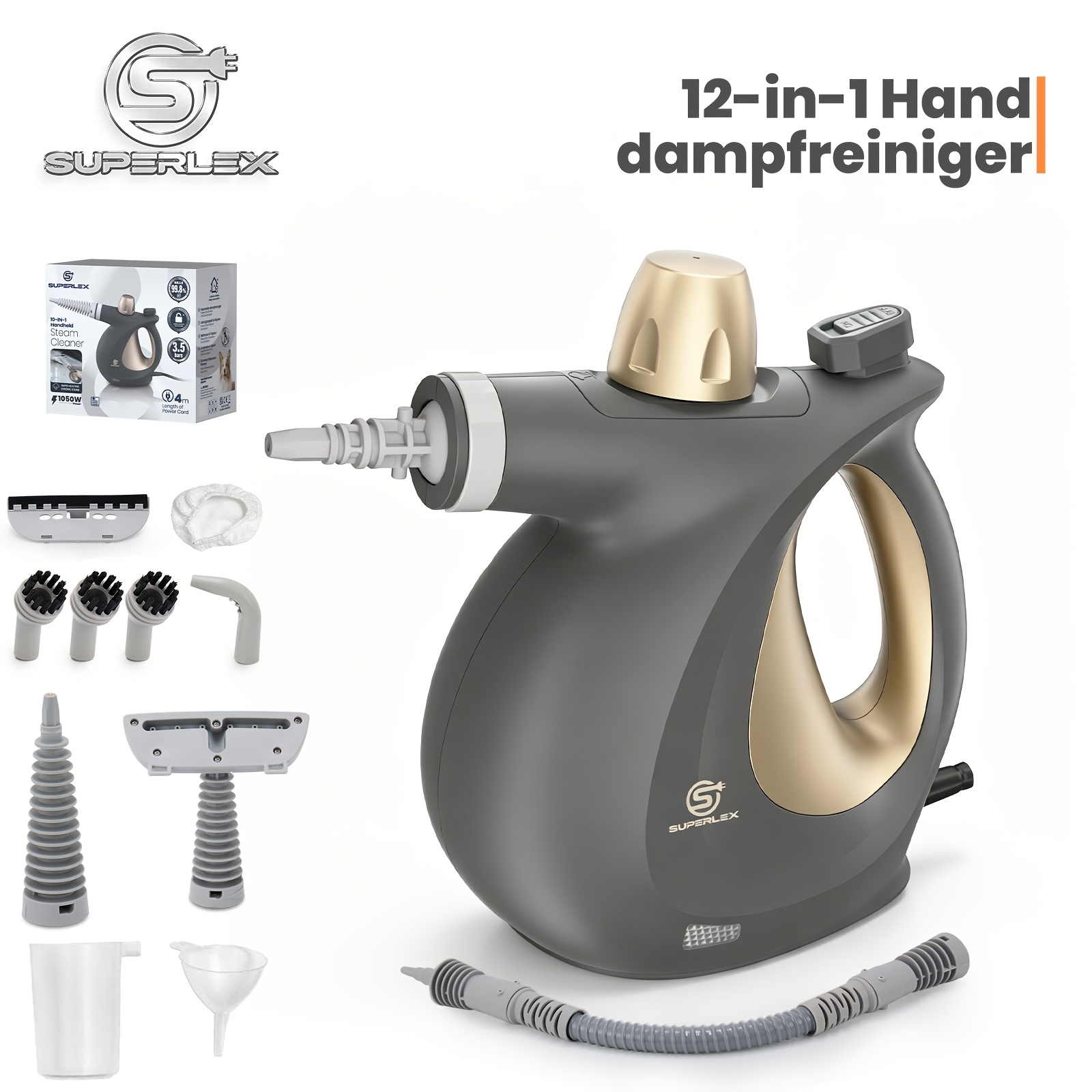 immagine dell'articolo   1050w pulitore a vapore portatile, serbatoio acqua 310ml, ugello girevole a  °, cavo ad     4m, pulitore a vapore portatile per  ,  , auto, cucina, soggiorno con   di   per bambini