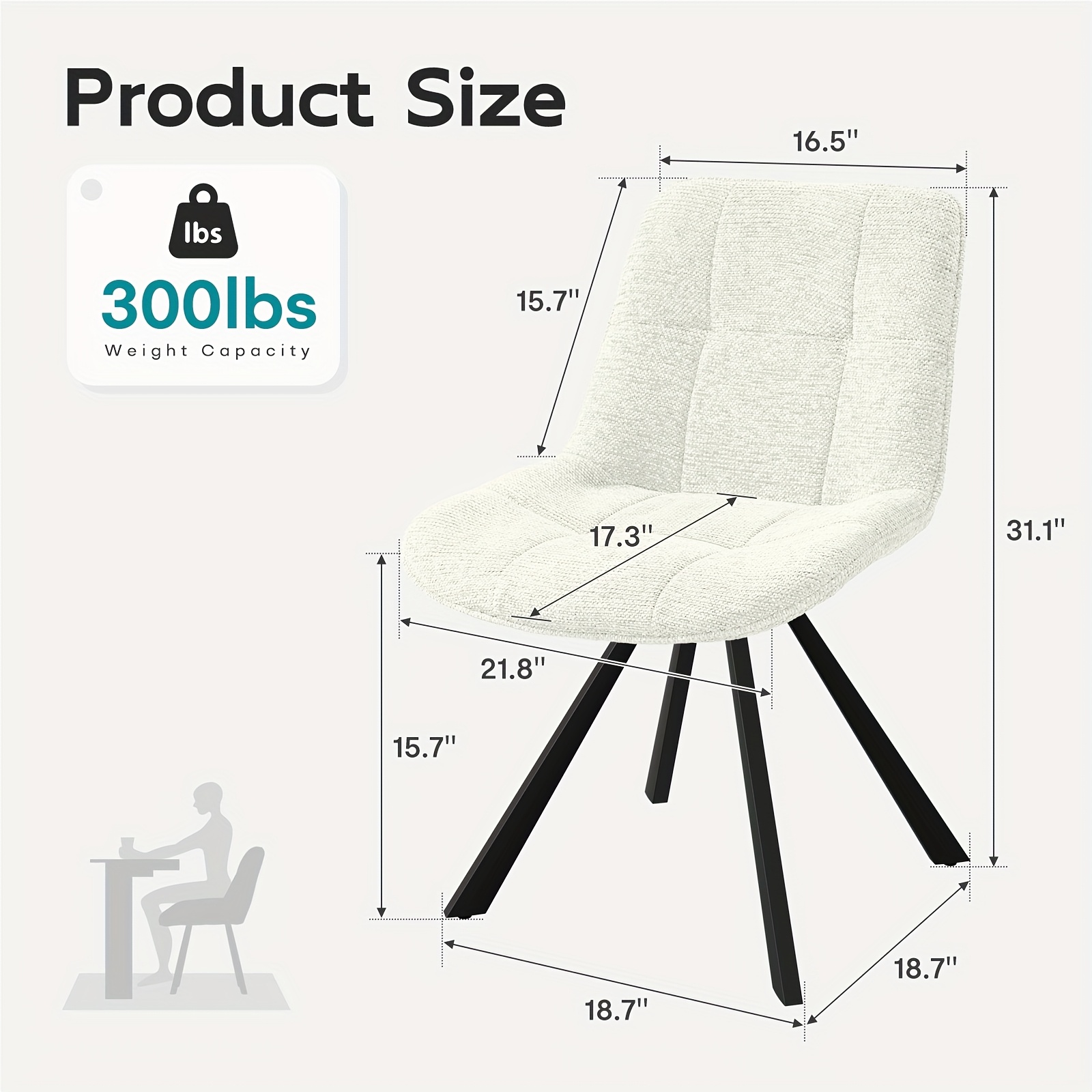 Vintage Swivel Accent Chair with 180-Degree Rotation, Cushioned Seat - Armless Vanity/Side Chair for Dressing Table, Bedside or Home Office - Easy Assembly, White/Blue/Brown (Black Frame, Non-Wood) - Ideal for Small Spaces & Reading Nook)