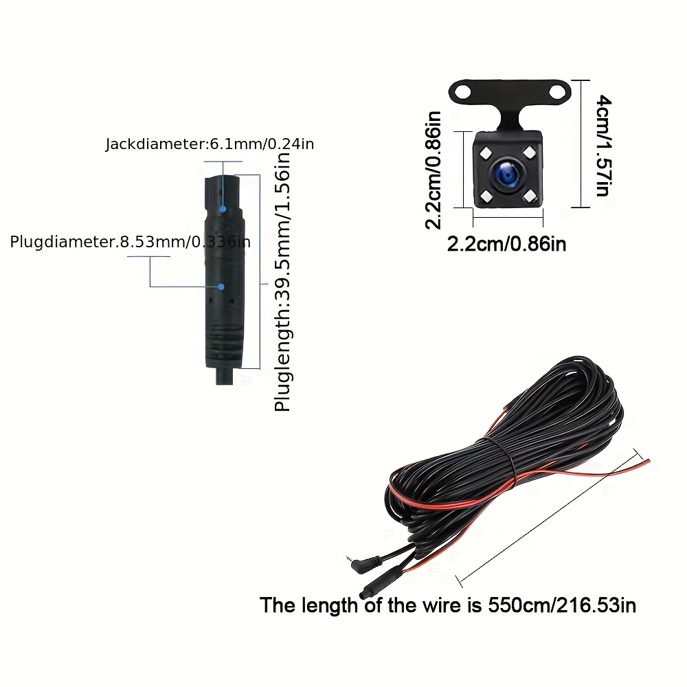the   5 5 meter extension cord with a reversing camera for   cart provides clear night vision recording for the vehicles dash cam Product details 1