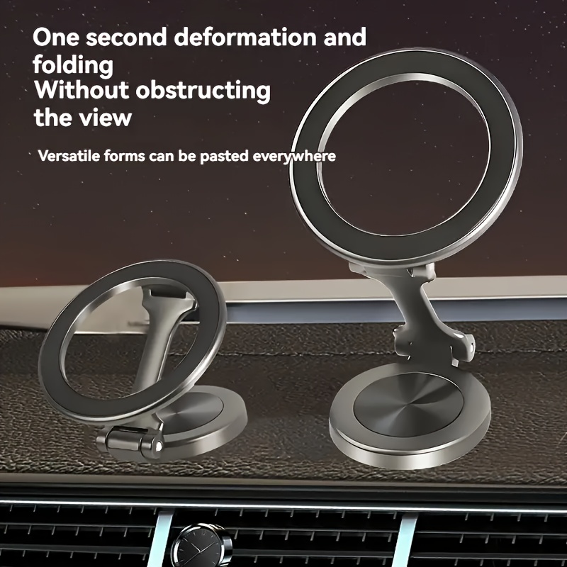 The Latest Golden High-strength Magnetic Car Phone Holder Can Be Folded 1080 Degrees For Unlimited Rotation. 42 Rubidium Magnets Will Never Demagnetize. Thickened And Reinforced Support Rod For Car Dashboard Navigation Phone Holder.
