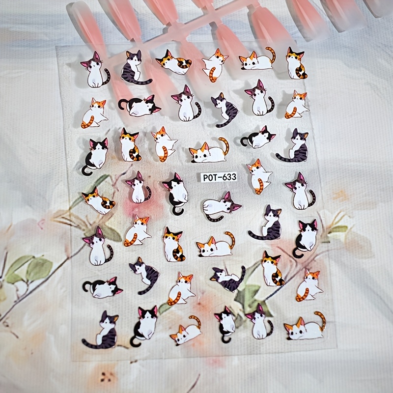 Image of 1pc Cute Art Stickers - Self-adhesive Sliders With Multi- Cat Designs, Durable Plastic Animal Theme Nail Decals For Women Diy Use, Nail Design Stickers, Catthemed Decoration