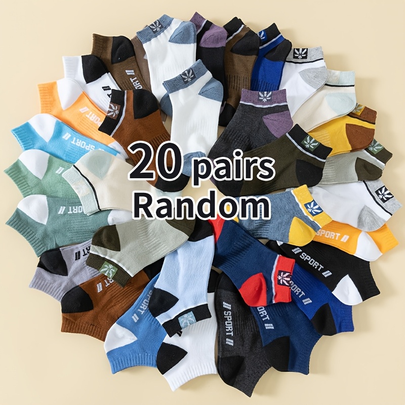 Image of Random 10/20 Pairs Short Athletic Socks Suitable For Boys And Girls Summer Wear Soft Material, For Teenager, For Teenager