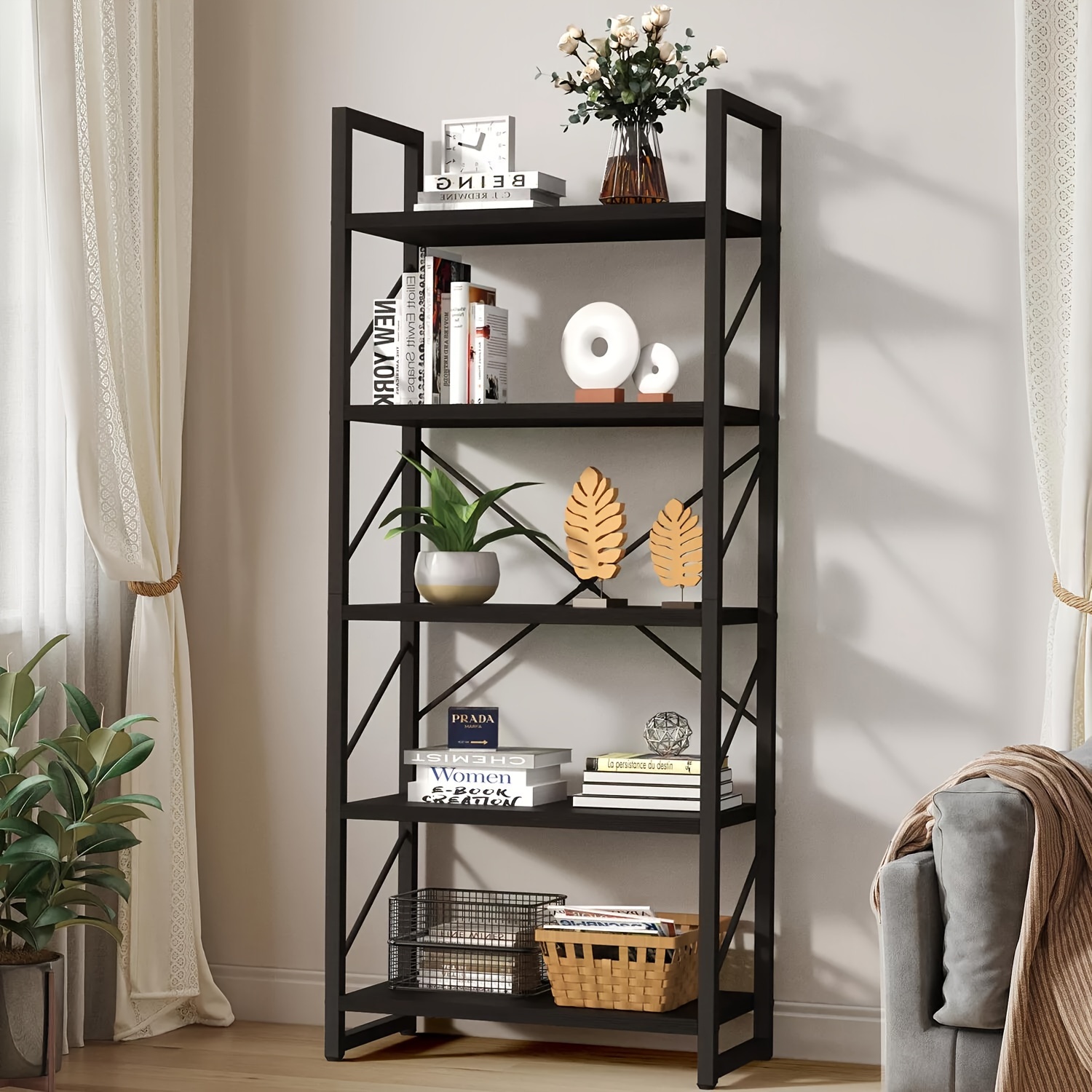 

Yarsca 5-tier Bookcase Bookshelf Open Shelf Display Storage Organizer Home Office