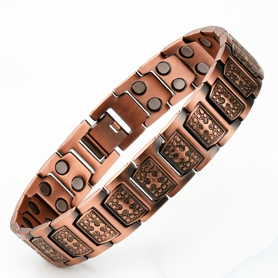 TEMU Bracelet magnétique pour homme, boucle magnétique réglable, super magnétique, surface en cuivre , durable et confortable. Convient pour de sport