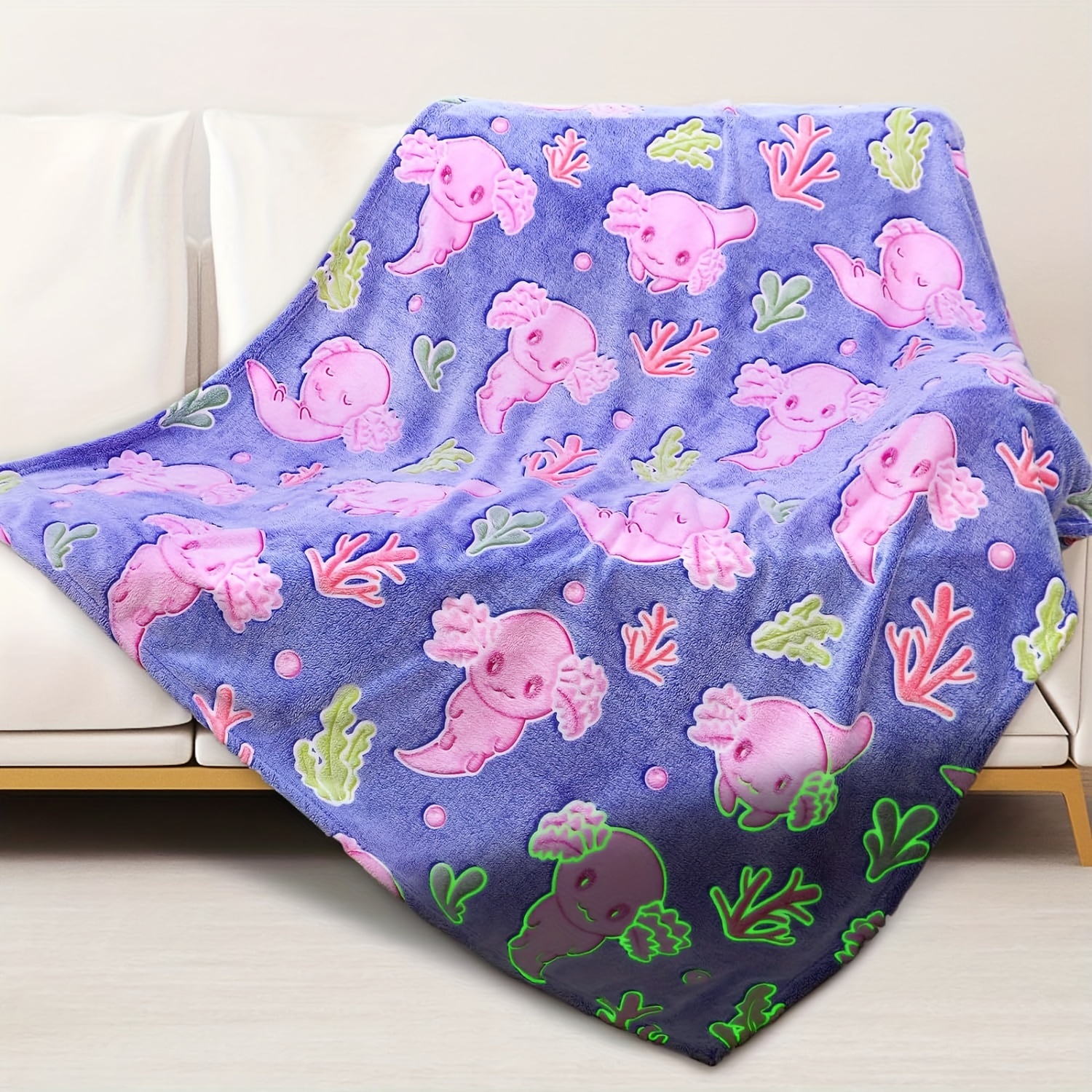 

-the-dark Animal Throw Blanket - Soft Cozy Fleece , Cute Pattern, Ideal Gift For , Boys, Girls, Teens - All Polyester Bedding