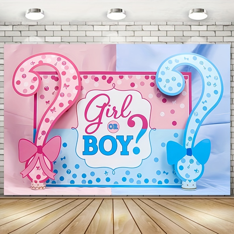 

1pc, Gender Reveal Party Blue Pink Background Cloth, 150*100cm Polyester Photo Backdrop, Newborn Gender Reveal Party Decoration, Baby Shower Supplies