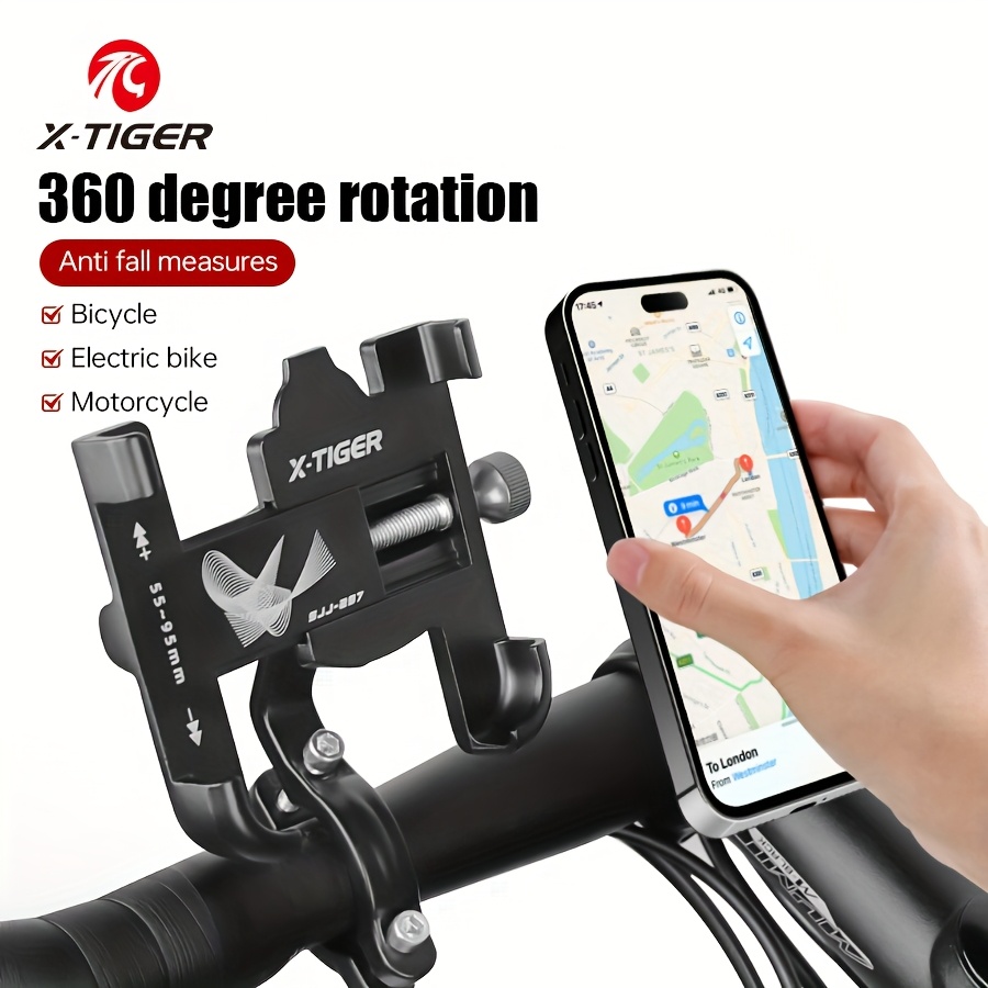 

Motorcycle Bicycle Mobile Phone Holder, Aluminum Alloy Strong Lock 360° Rotating Mobile Phone Holder, Anti-shake,