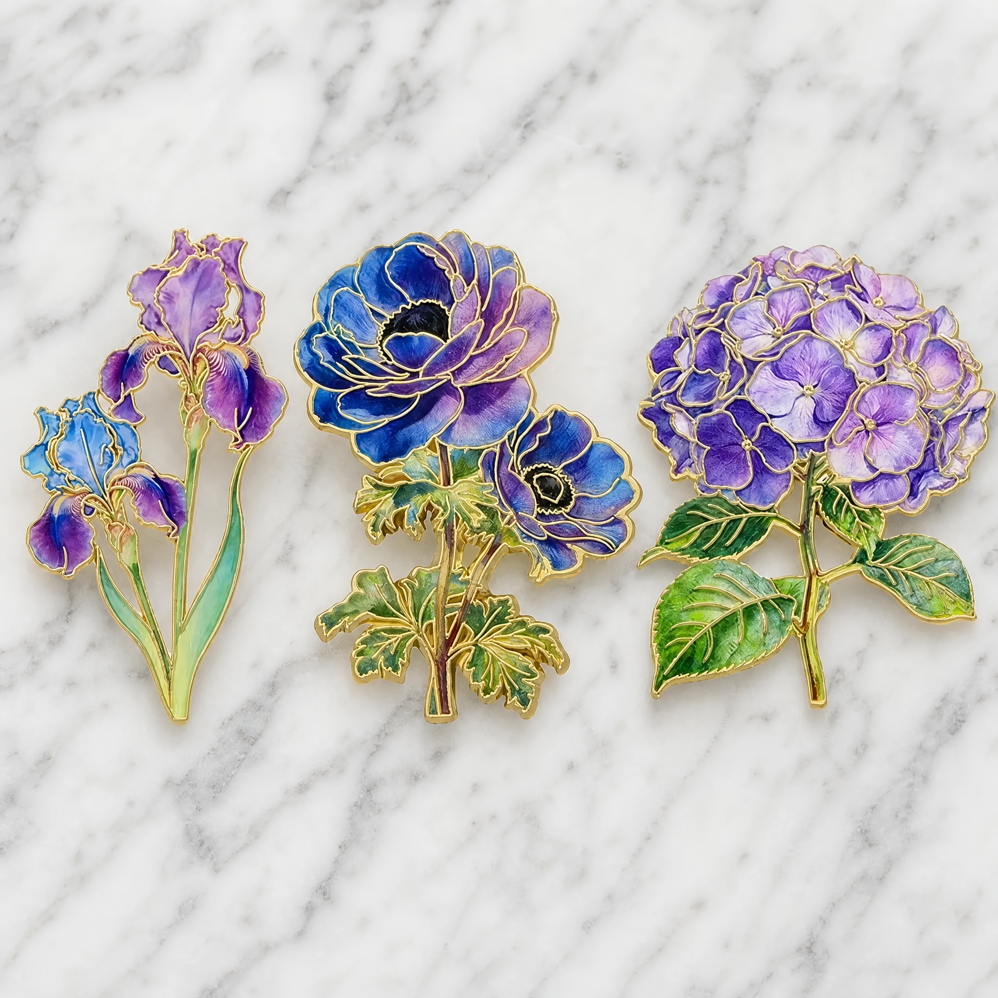 TEMU 3 pezzi versatile per con laccato sfumato viola blu con rami , adatta per cappotti lunghi, gonne trasparenti, borse in tessuto per uscite ,