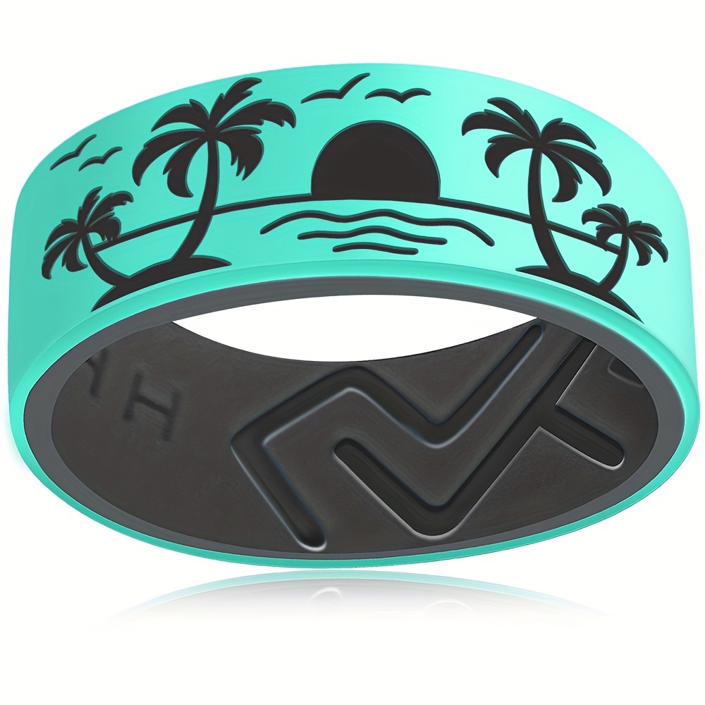 Palm Tree Silicone Carved Ring, 8mm