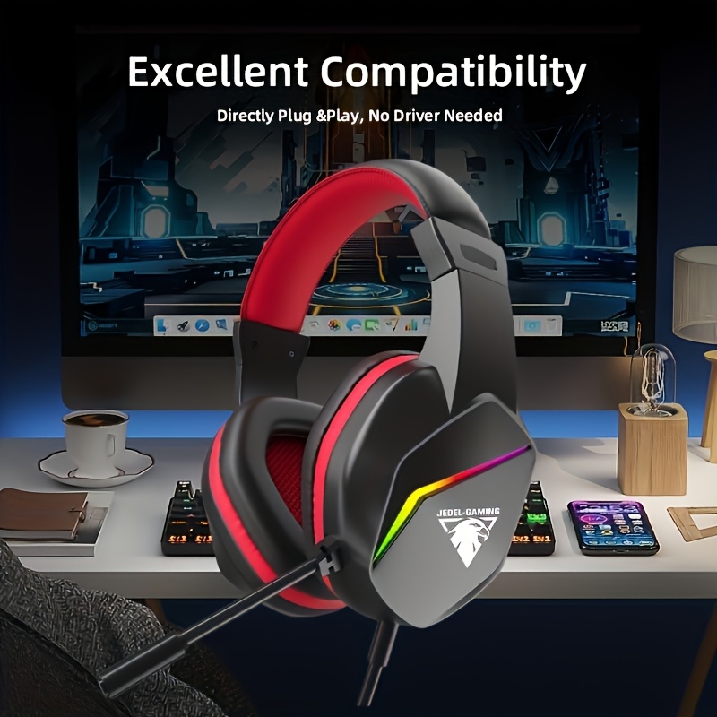 

1pc - 7.1 , Over-ear , Touch Volume , Retractable , -canceling Mic, Ear Headphones For Pc - No Battery Required