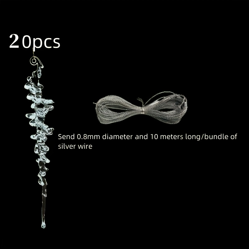 Image of 20pcs Acrylic Icicle Ornaments - Transparent Christmas Tree Decorations, No-power Hanging Holiday Decor
