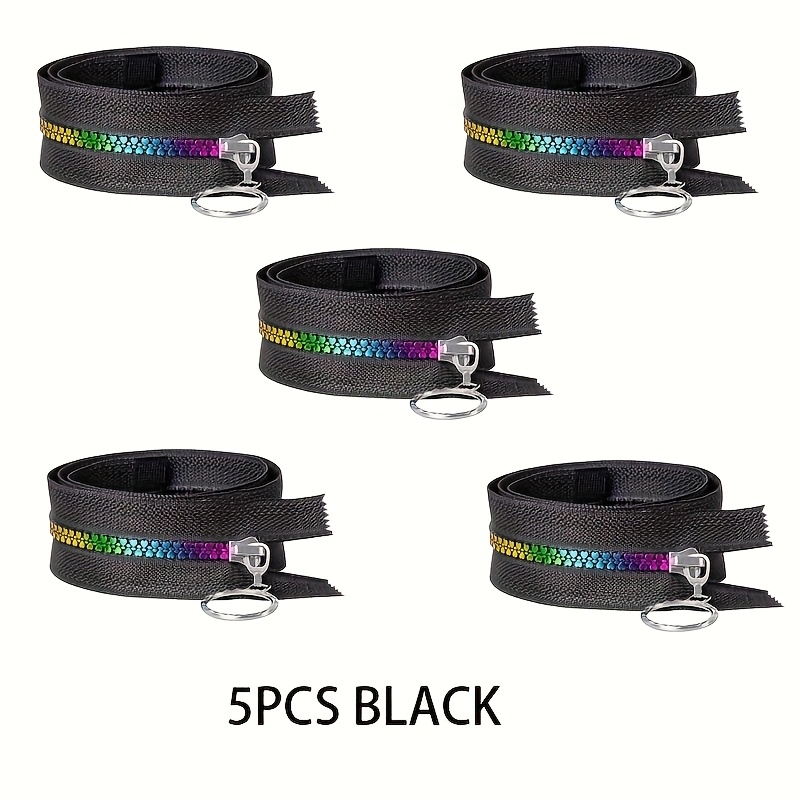 Zipper 5pcs (15cm-60cm) 5# Nylon Open-end Zipper Colorful Teeth Gradient Zipper For Sewing Suitcase