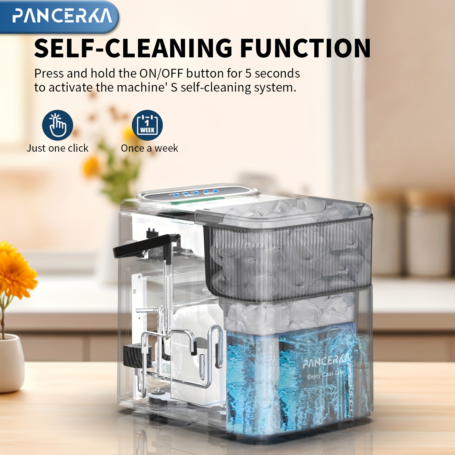   portable ice maker self cleaning   min ice cubes 26lbs 24hrs capacity with scoop basket for home bar camping rv use black details 5