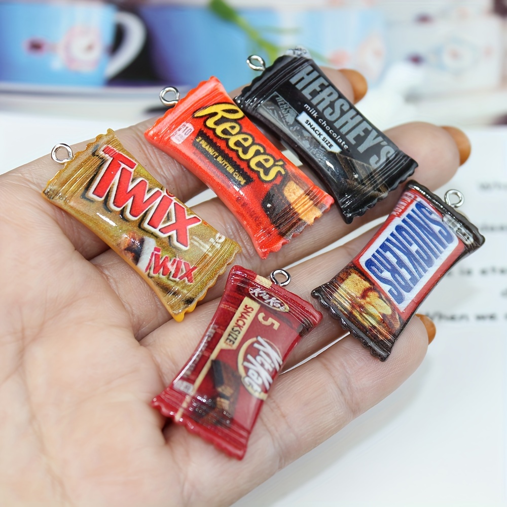 

Resin Candy Bar Charms For Jewelry Making - Miniature Food Snack Pendant Accessories For Earrings, Necklaces And Diy Crafts