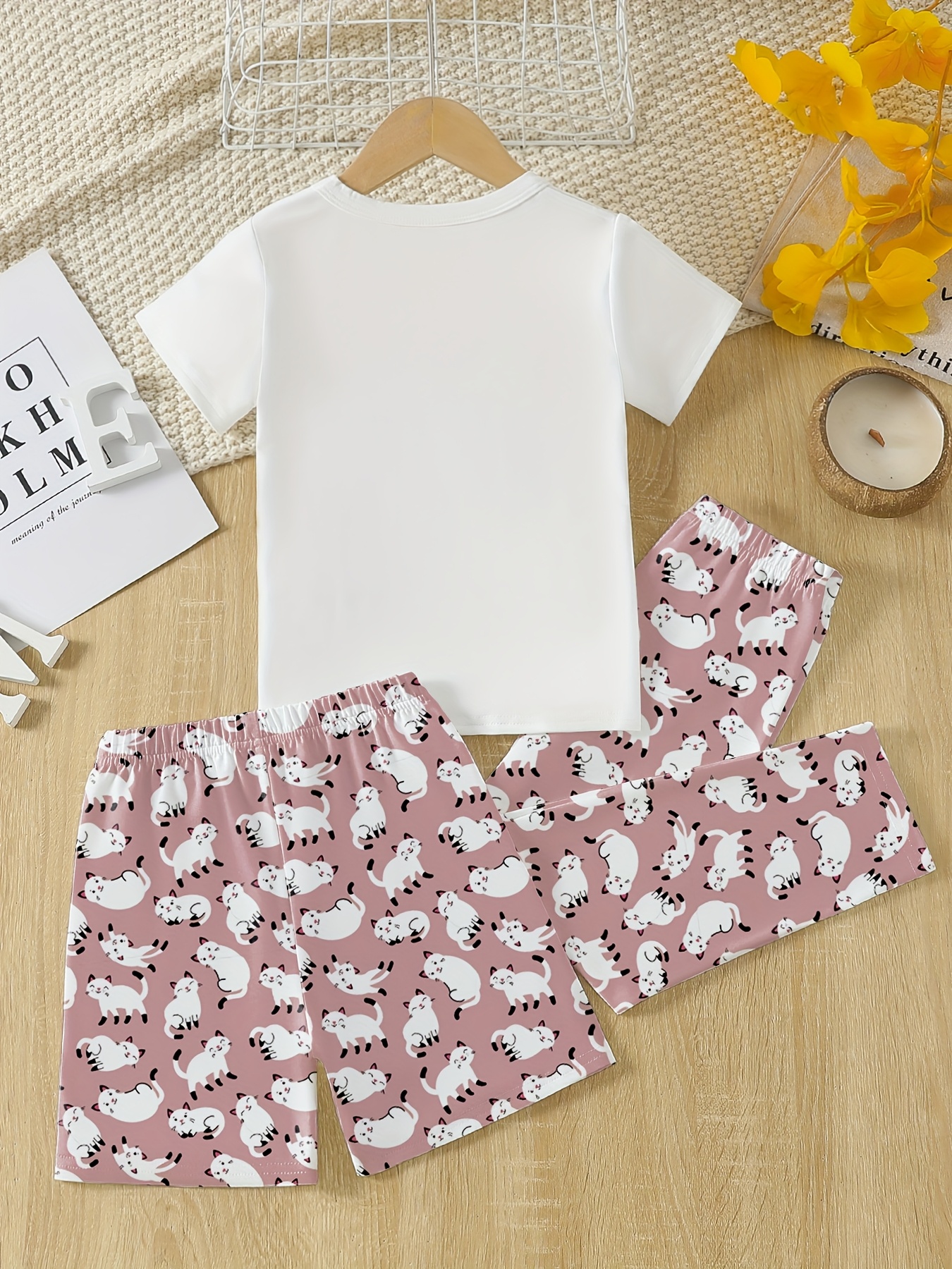 3pcs cute cat print pajama set soft stretchy Temu Nigeria