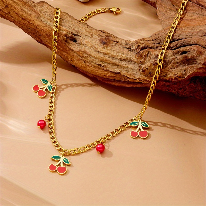 Women's Fashionable Cherry Pendant Necklace