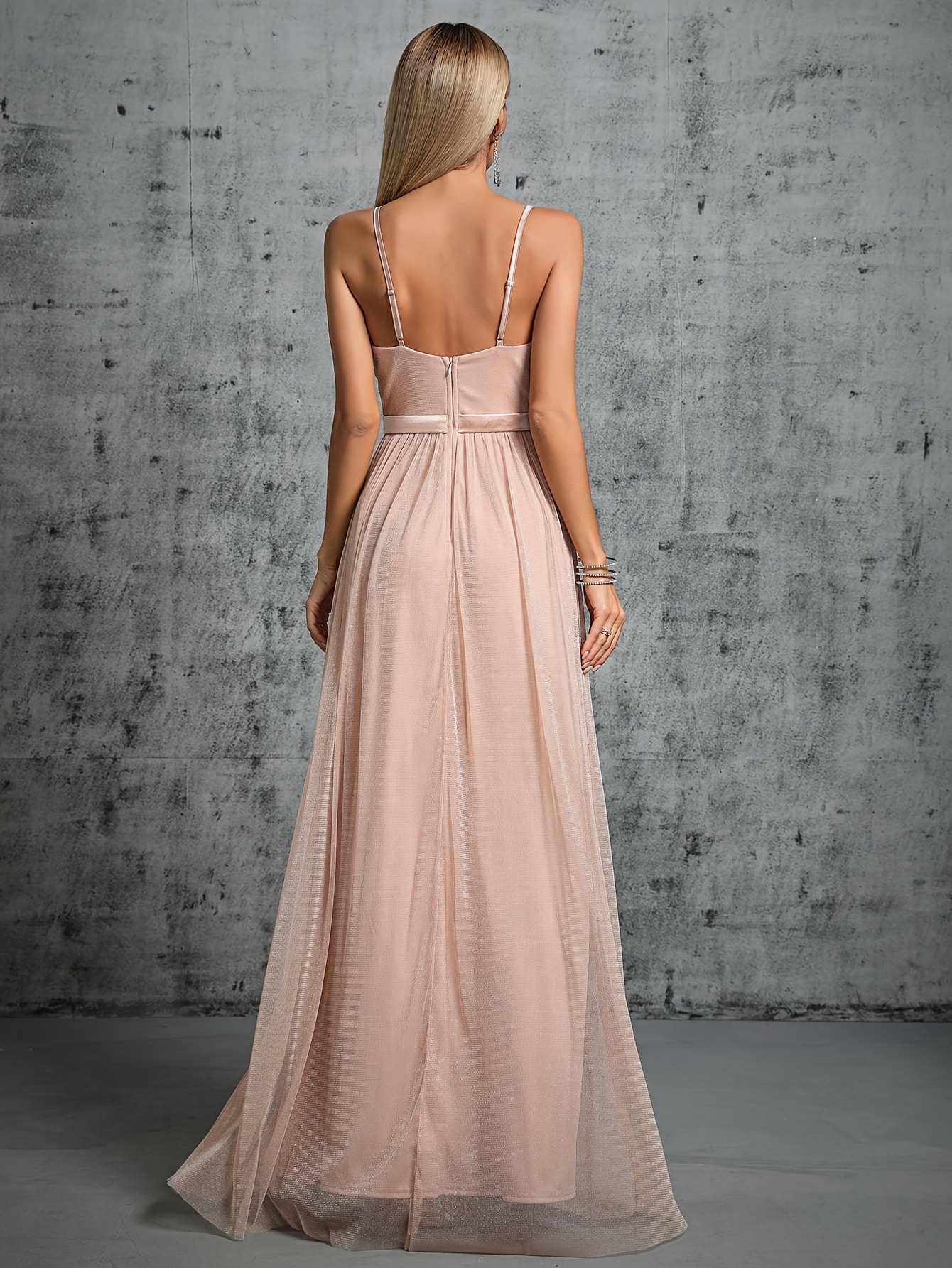 a deep v bra mesh slit long dress dress special - Temu Mauritius