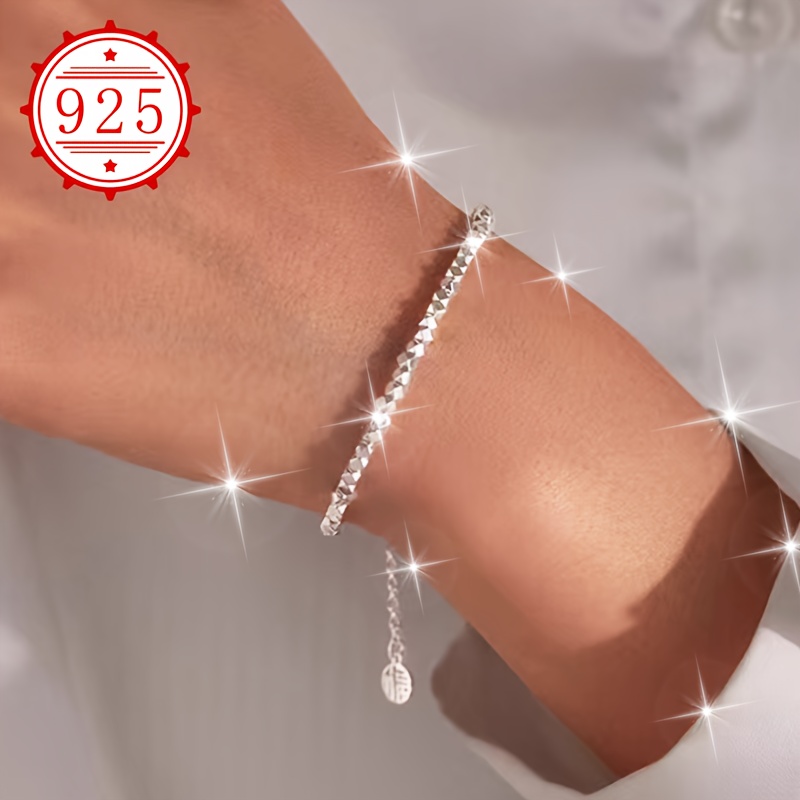 925 Silver Irregular Geometric Cut Bracelet Unisex Hand Ornament