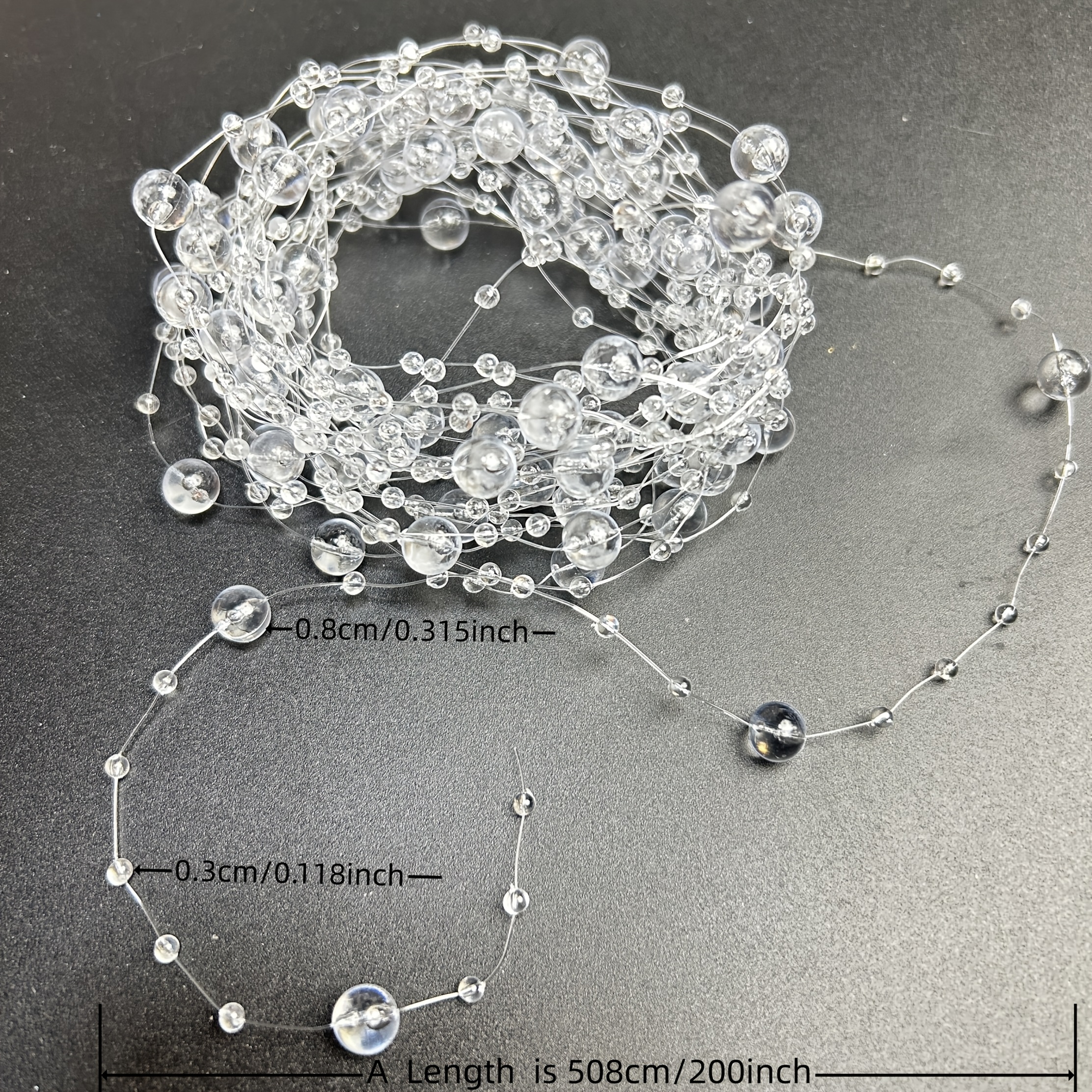 TEMU Una cuerda de cuentas acrílicas redondas transparentes con diseño de estrellas de 508 cm / 200 pulgadas para decoración de , ideal para adornos