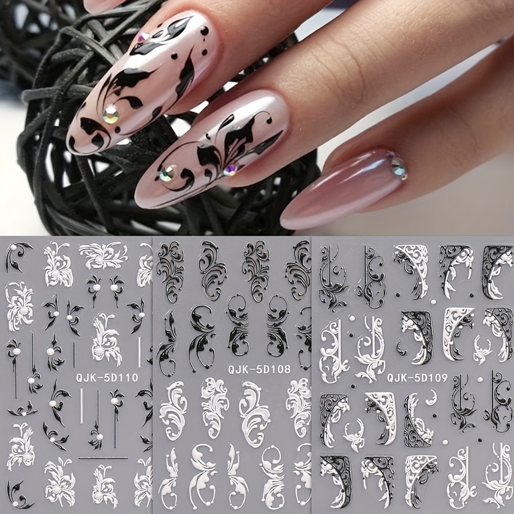 

5d Embossed Art Stickers - -, Hypoallergenic Decals For Diy Manicure